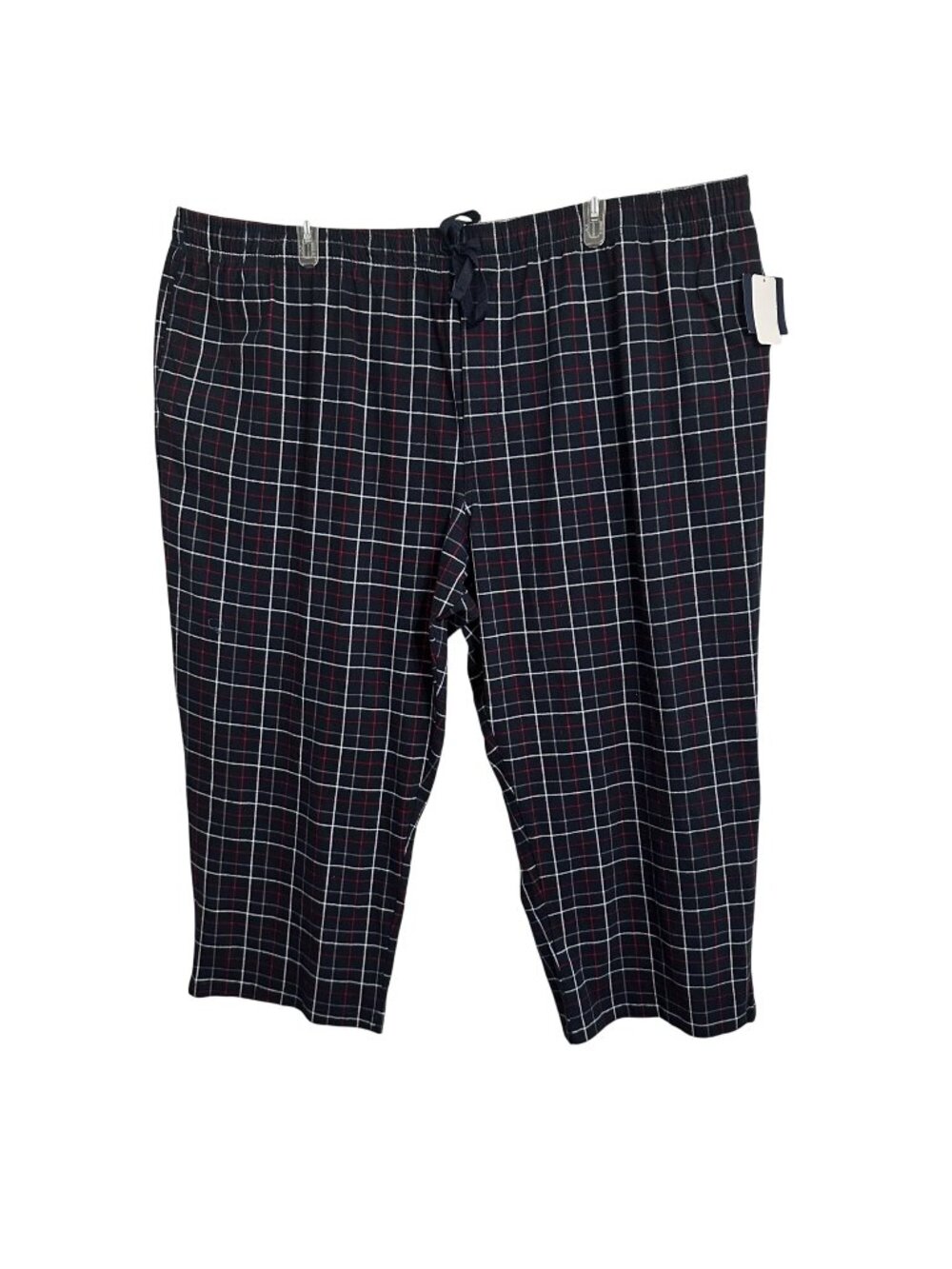 HB Mens Flannel Plaid Lounge Pants Navy & Red 5XL 100% Cotton Elastic Waist NWT